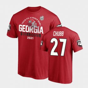 #27 Nick Chubb 2021 Peach Bowl University of Georgia Men's Red T-Shirt 311773-306