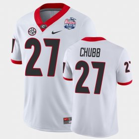 #27 Nick Chubb 2021 Peach Bowl UGA College Football Mens White Jersey 323706-543