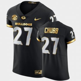 #27 Nick Chubb Golden Edition Georgia 2020-21 Authentic Men Black Jersey 691717-570