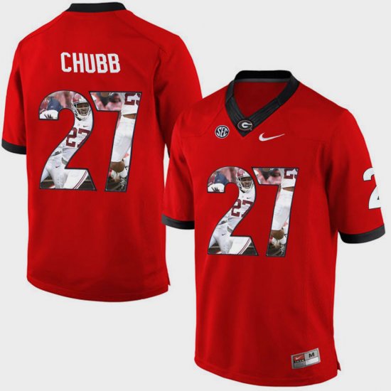 #27 Nick Chubb Pictorial Fashion UGA Mens Red Jersey 358476-707