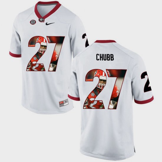 #27 Nick Chubb Pictorial Fashion University of Georgia Men White Jersey 519474-421