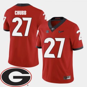 #27 Nick Chubb College Football University of Georgia 2018 SEC Patch Men's Red Jersey 456448-383