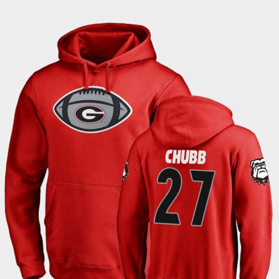 #27 Nick Chubb Game Ball Georgia Bulldogs Football Men\'s Red Hoodie 986153-133