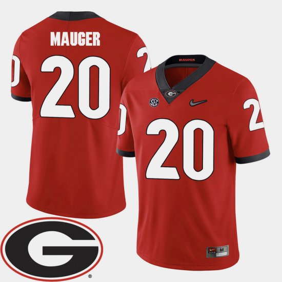 #20 Quincy Mauger College Football Georgia Bulldogs 2018 SEC Patch Men\'s Red Jersey 645007-232