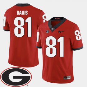 #81 Reggie Davis College Football University of Georgia 2018 SEC Patch Men's Red Jersey 354520-862