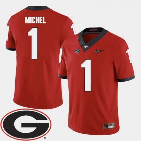 #1 Sony Michel College Football UGA 2018 SEC Patch Men Red Jersey 253289-140