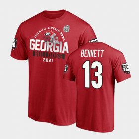 #13 Stetson Bennett 2021 Peach Bowl UGA Bulldogs Mens Red T-Shirt 125366-900 #13 Stetson Bennett 2021 Peach Bowl UGA Bulldogs Mens Red T-Shirt 125366-900