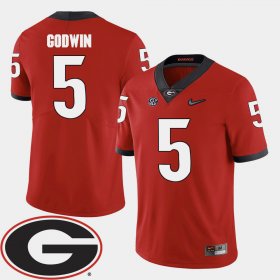 #5 Terry Godwin College Football University of Georgia 2018 SEC Patch Men Red Jersey 961971-311