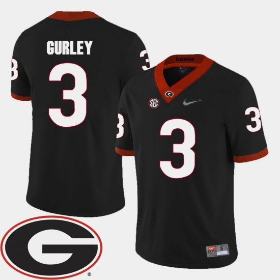 #3 Todd Gurley College Football Georgia 2018 SEC Patch Men Black Jersey 993208-961