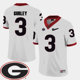 #3 Todd Gurley College Football University of Georgia 2018 SEC Patch Men's White Jersey 851932-250