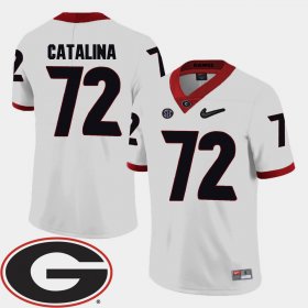 #72 Tyler Catalina College Football University of Georgia 2018 SEC Patch Mens White Jersey 321383-862