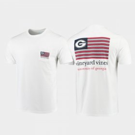 Americana Flag UGA Bulldogs Vineyard Vines Men's White T-Shirt 156884-477 Americana Flag UGA Bulldogs Vineyard Vines Men's White T-Shirt 156884-477
