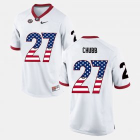 #27 Nick Chubb US Flag Fashion Georgia Bulldogs Men's White Jersey 334718-259