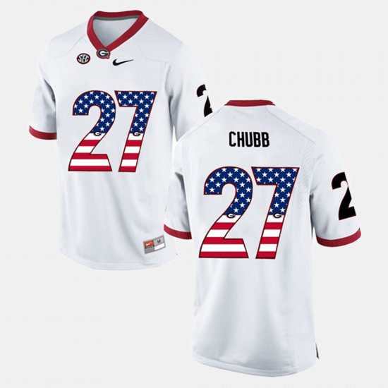 #27 Nick Chubb US Flag Fashion Georgia Bulldogs Men\'s White Jersey 334718-259