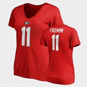 #11 Jake Fromm College Legends UGA Bulldogs Name & Number V-Neck Women Red T-Shirt 562657-377 #11 Jake Fromm College Legends UGA Bulldogs Name & Number V-Neck Women Red T-Shirt 562657-377