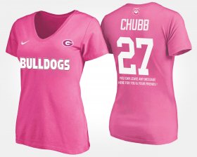 #27 Nick Chubb Name and Number University of Georgia With Message Women Pink T-Shirt 488393-470 #27 Nick Chubb Name and Number University of Georgia With Message Women Pink T-Shirt 488393-470