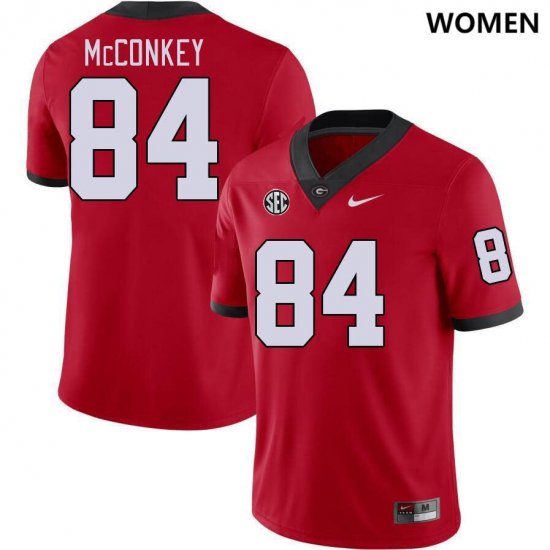 #84 Ladd McConkey Georgia Bulldogs College Football Women Red Jersey 753898-258