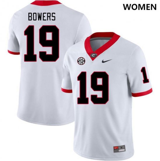 #19 Brock Bowers Georgia Bulldogs College Football Women White Jersey 847924-228